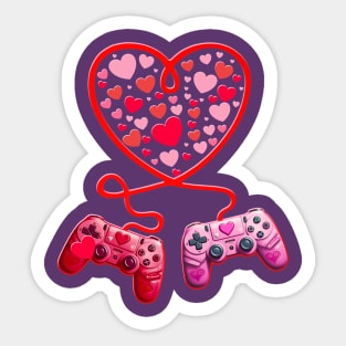 Video Gamer Valentines Day With Controllers Heart Sticker